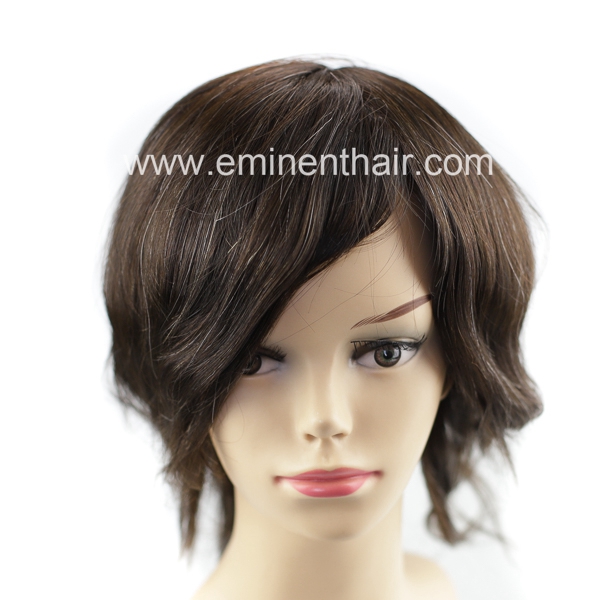 Clear PU Remy Hair Women Hair Replacement System